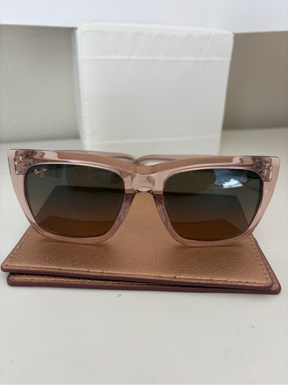 Maui Jim Rose Crystal Square Sunglasses with Brown Gradient Lenses